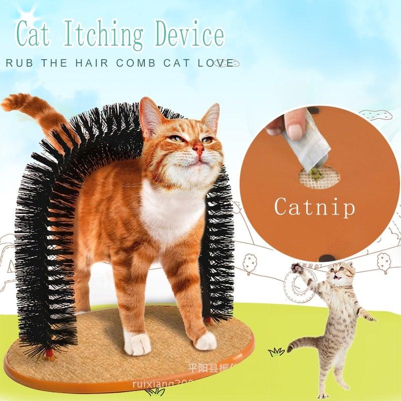Interactive Cat Grooming Arch with Scratching Base