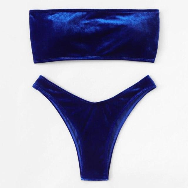 Conjunto de Bikini de Terciopelo Elegante para Mujeres - Ropa de Baño de Verano