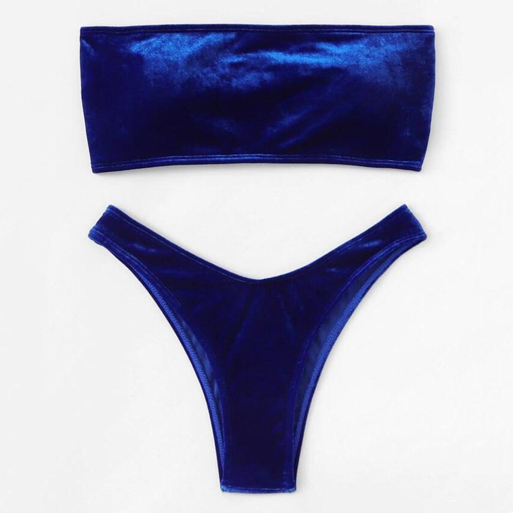 Conjunto de Bikini de Terciopelo Elegante para Mujeres - Ropa de Baño de Verano