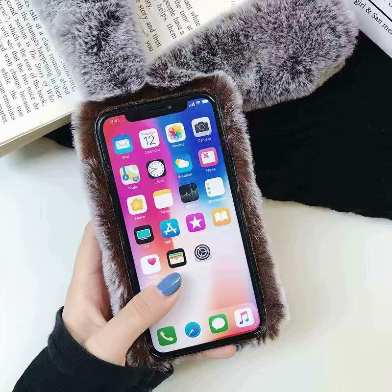 Coque de téléphone Bunny mignonne pour iPhone - Housse en peluche douce