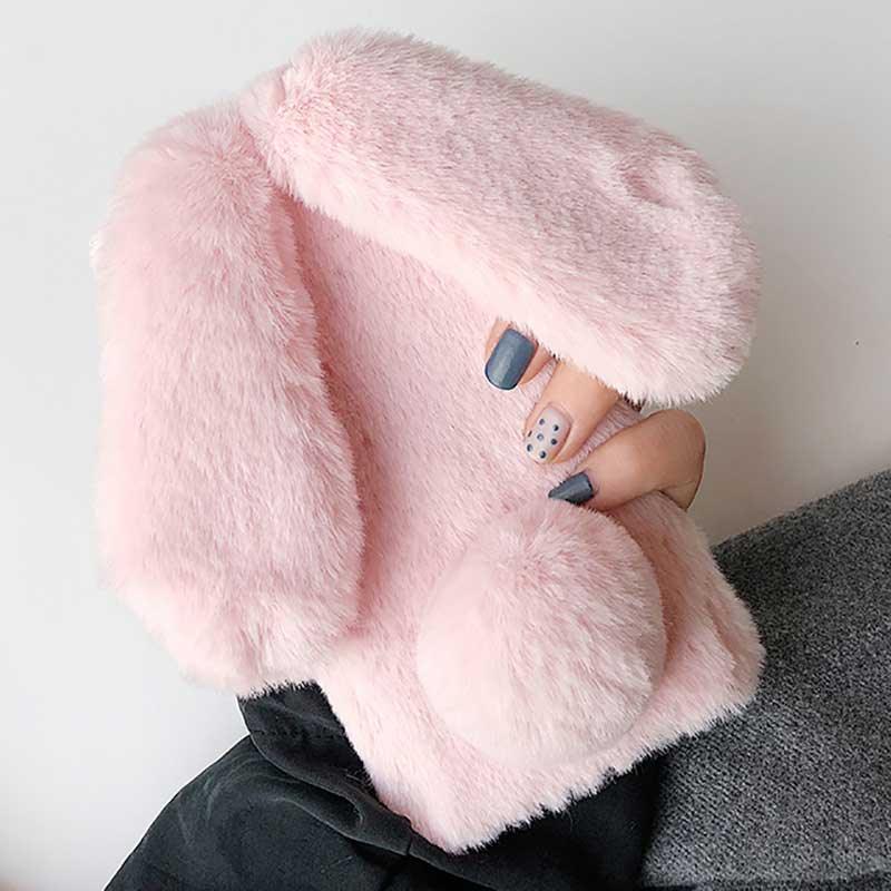 Coque de téléphone Bunny mignonne pour iPhone - Housse en peluche douce