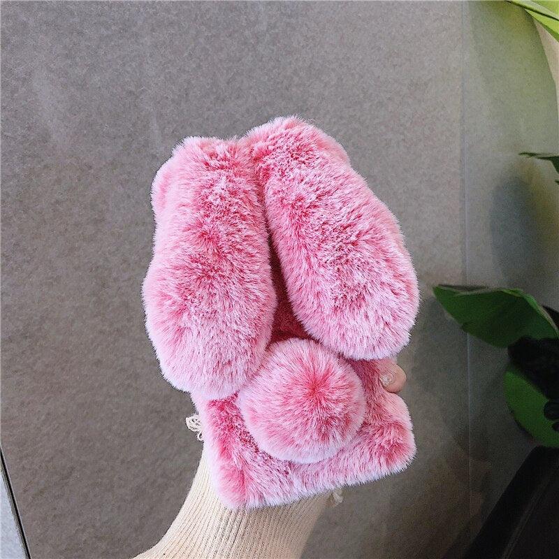 Coque de téléphone Bunny mignonne pour iPhone - Housse en peluche douce