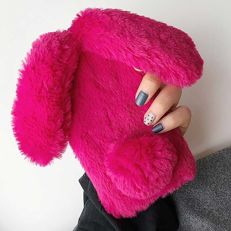 Coque de téléphone Bunny mignonne pour iPhone - Housse en peluche douce