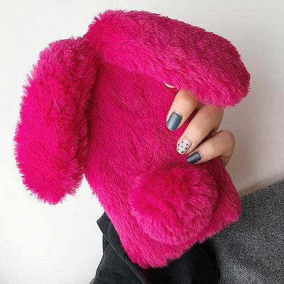 Coque de téléphone Bunny mignonne pour iPhone - Housse en peluche douce