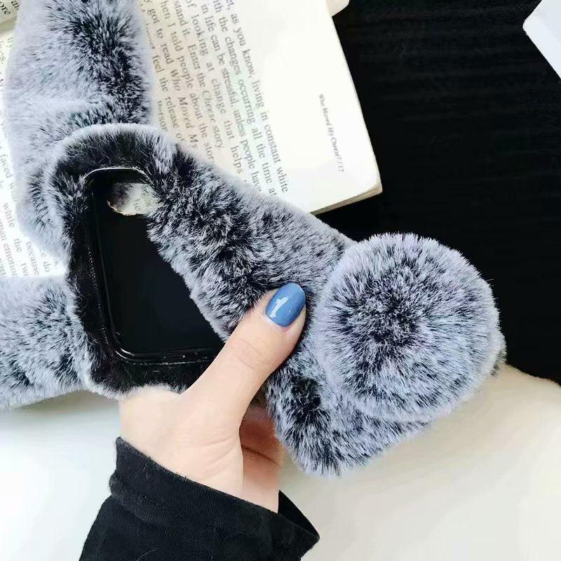 Coque de téléphone Bunny mignonne pour iPhone - Housse en peluche douce