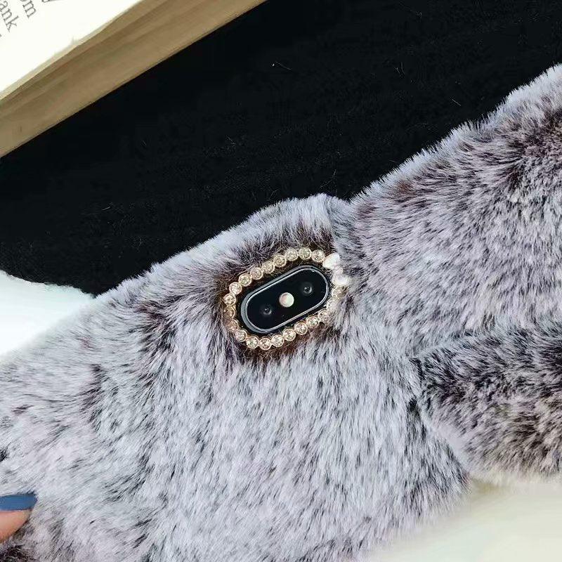Coque de téléphone Bunny mignonne pour iPhone - Housse en peluche douce