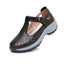 Comfortable flat heeled women's shoes with laser cut holes in the cowhide toe layer sandals with soft low and oversized shoes - Korvel
