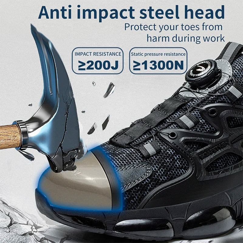 Comfortable rebound safety shoes with steel toe caps for puncture protection low cut work safety shoes for all seasons - Korvel