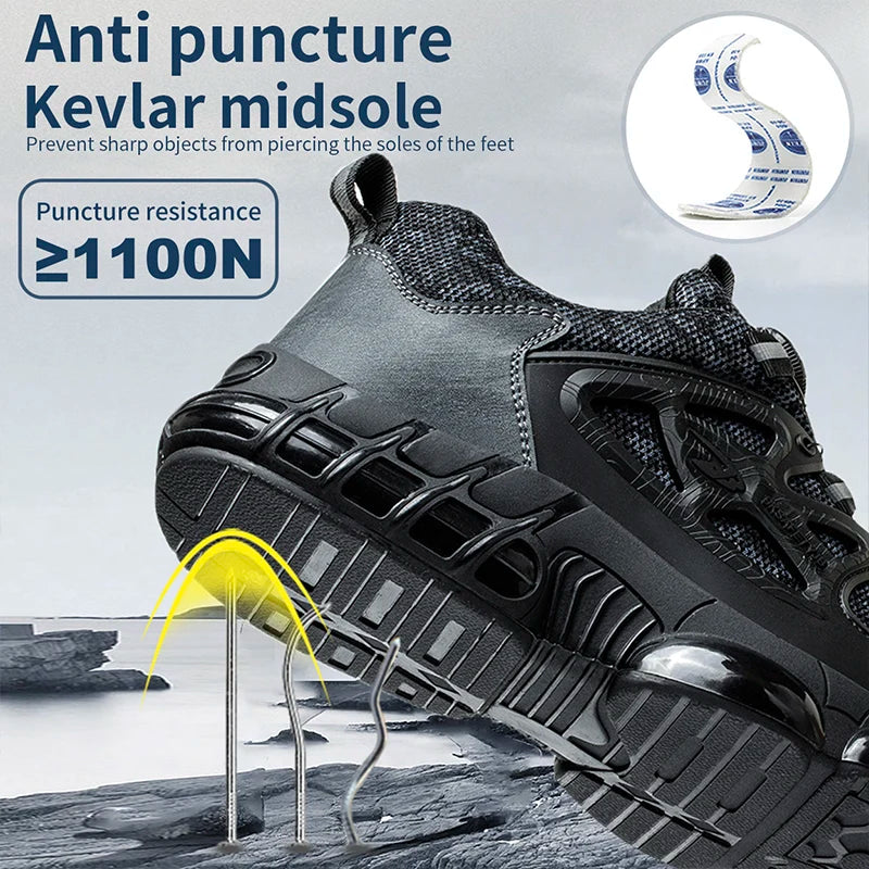 Comfortable rebound safety shoes with steel toe caps for puncture protection low cut work safety shoes for all seasons - Korvel