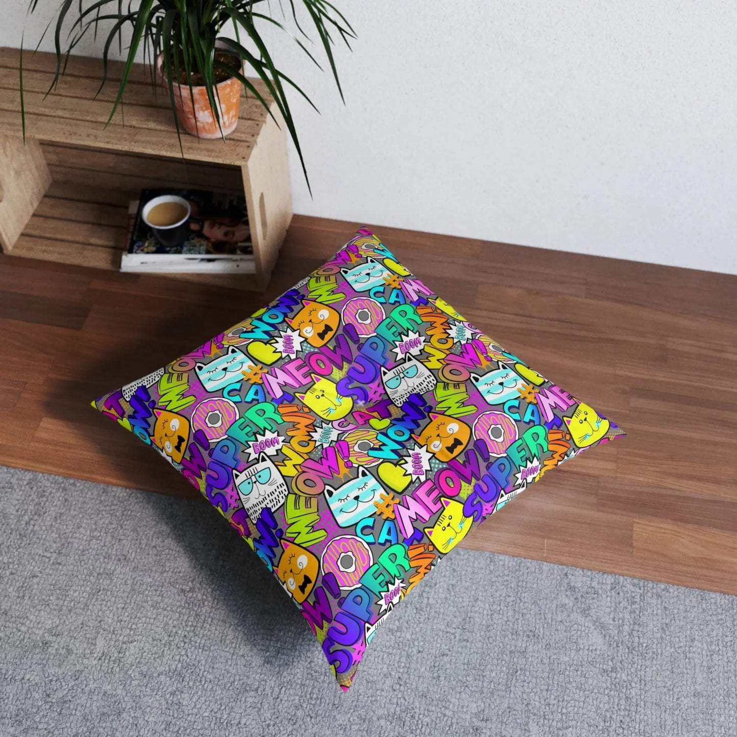 Whimsical Cat-Inspired Tufted Floor Cushion - A Must-Have for Cat Enthusiasts! - Korvel