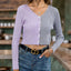 Contrast Button Up Long Sleeve Cardigan - Korvel