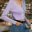 Contrast Button Up Long Sleeve Cardigan - Korvel