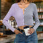 Contrast Button Up Long Sleeve Cardigan - Korvel