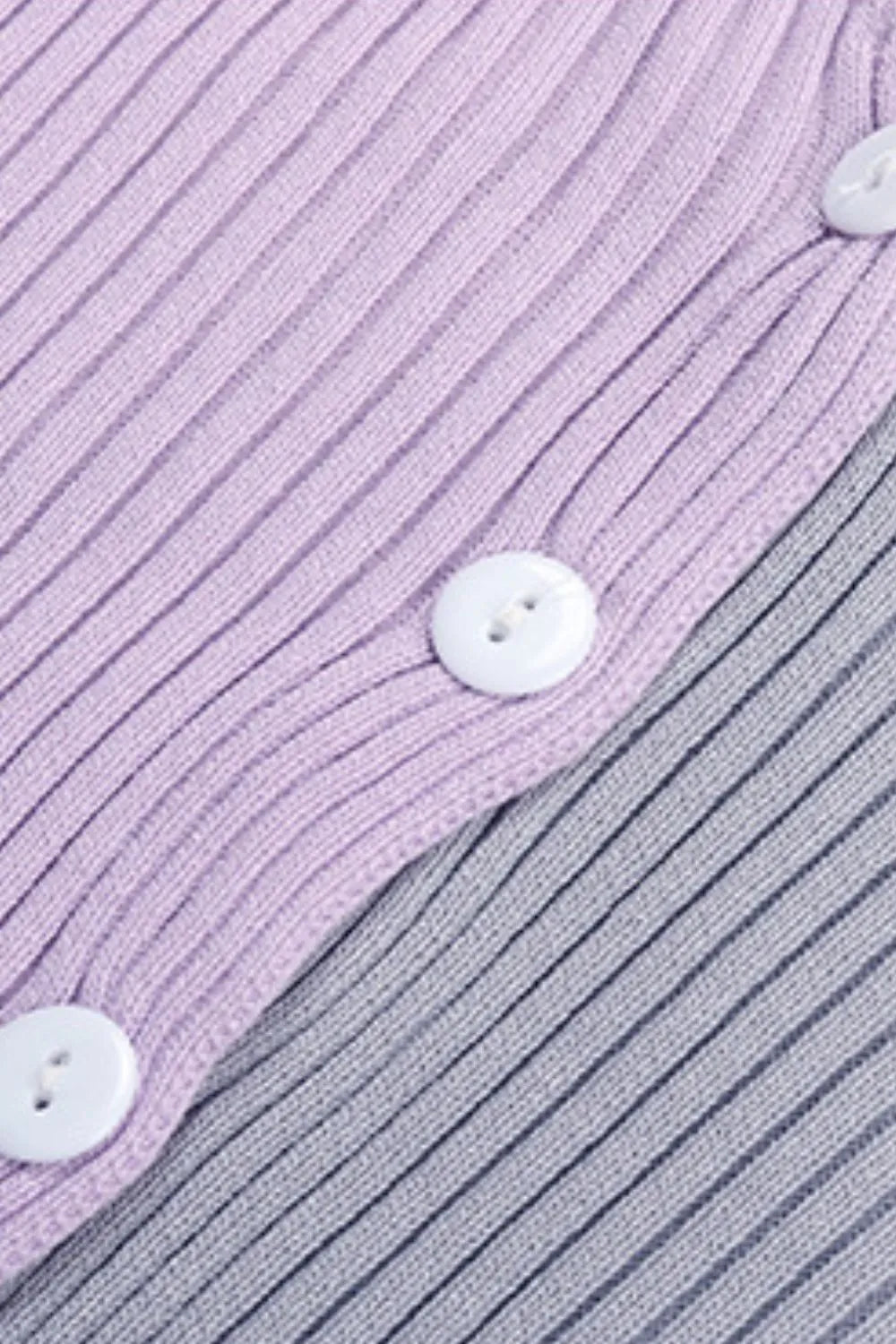 Contrast Button Up Long Sleeve Cardigan - Korvel