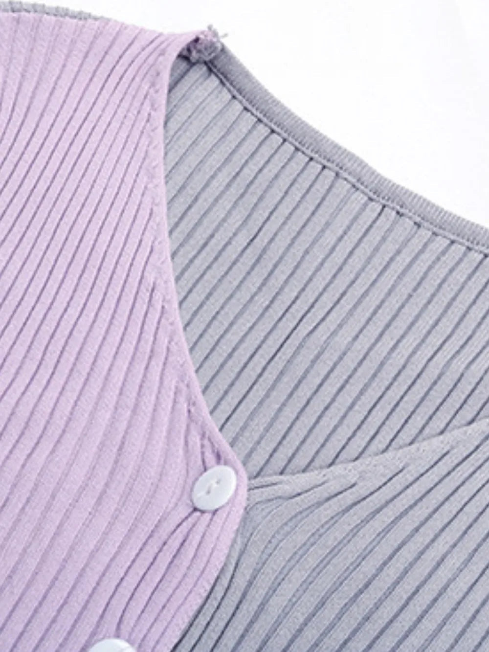 Contrast Button Up Long Sleeve Cardigan - Korvel