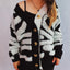 Contrast Button Up Long Sleeve Cardigan - Korvel