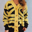 Contrast Button Up Long Sleeve Cardigan - Korvel