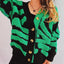 Contrast Button Up Long Sleeve Cardigan - Korvel