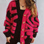 Contrast Button Up Long Sleeve Cardigan - Korvel