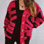 Contrast Button Up Long Sleeve Cardigan - Korvel