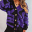 Contrast Button Up Long Sleeve Cardigan - Korvel