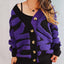 Contrast Button Up Long Sleeve Cardigan - Korvel