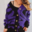 Contrast Button Up Long Sleeve Cardigan - Korvel