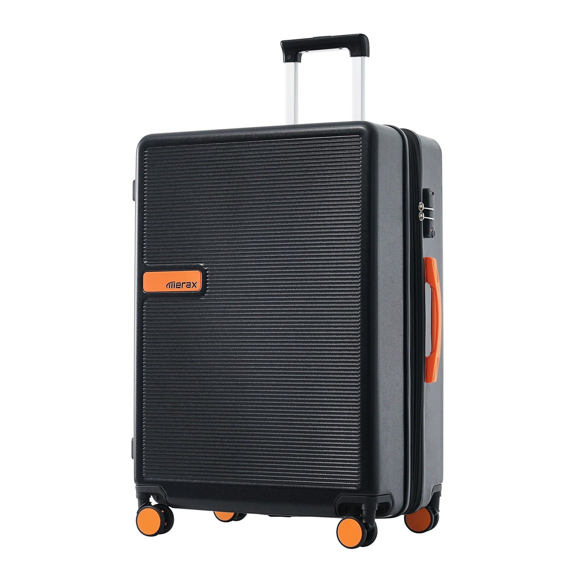 Contrast Color Hardshell Luggage 24inch Expandable Spinner Suitcase with TSA Lock Lightweight Black + ABS - Korvel