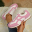 Contrast Lace Up Round Toe Sneakers - Korvel