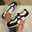 Contrast Lace Up Round Toe Sneakers - Korvel