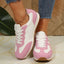 Contrast Lace Up Round Toe Sneakers - Korvel