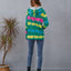Sudadera con cuello de cremallera y hombros caídos en contraste