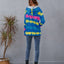 Sudadera con cuello de cremallera y hombros caídos en contraste