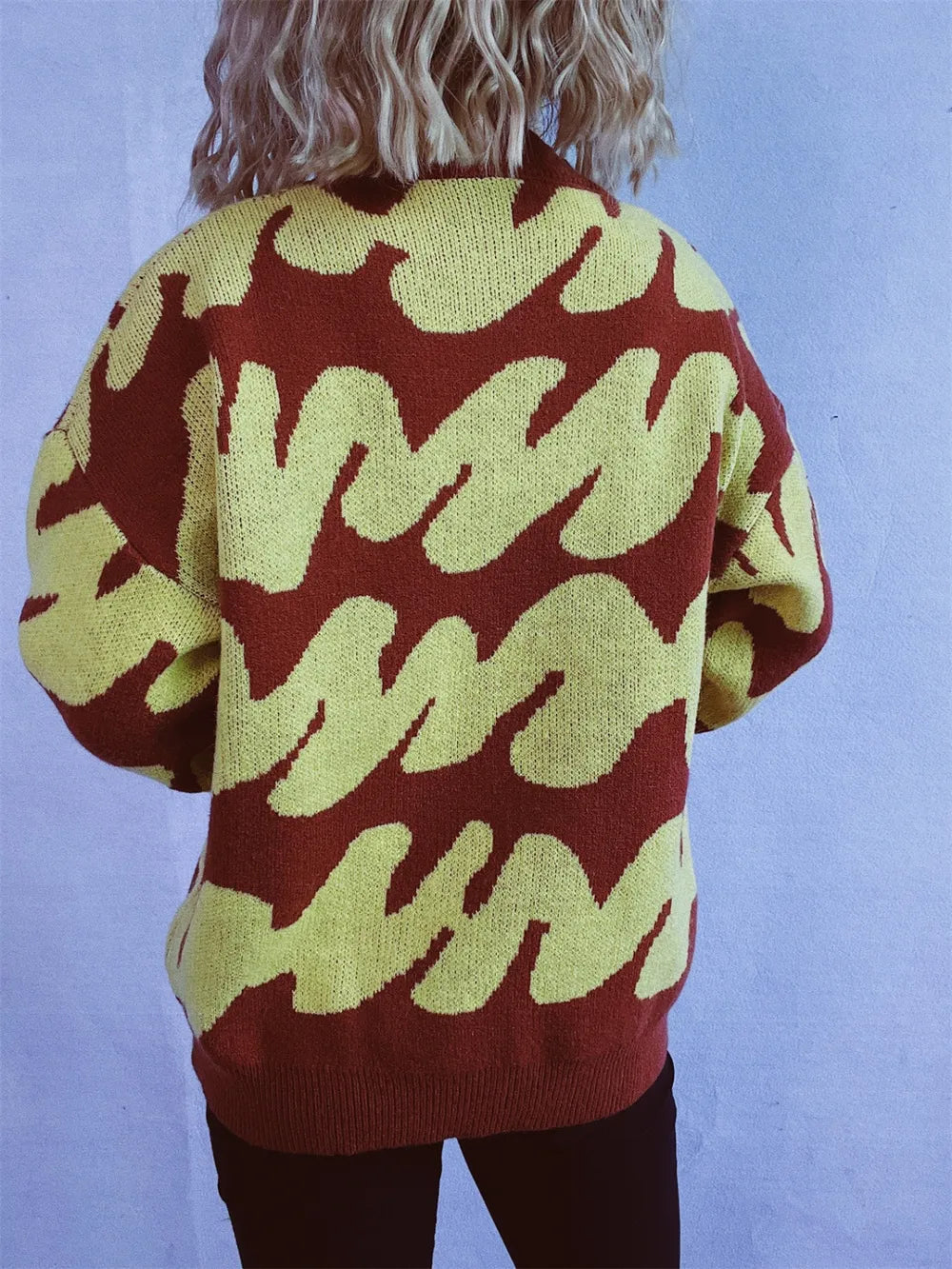Contrast Round Neck Long Sleeve Sweater - Korvel