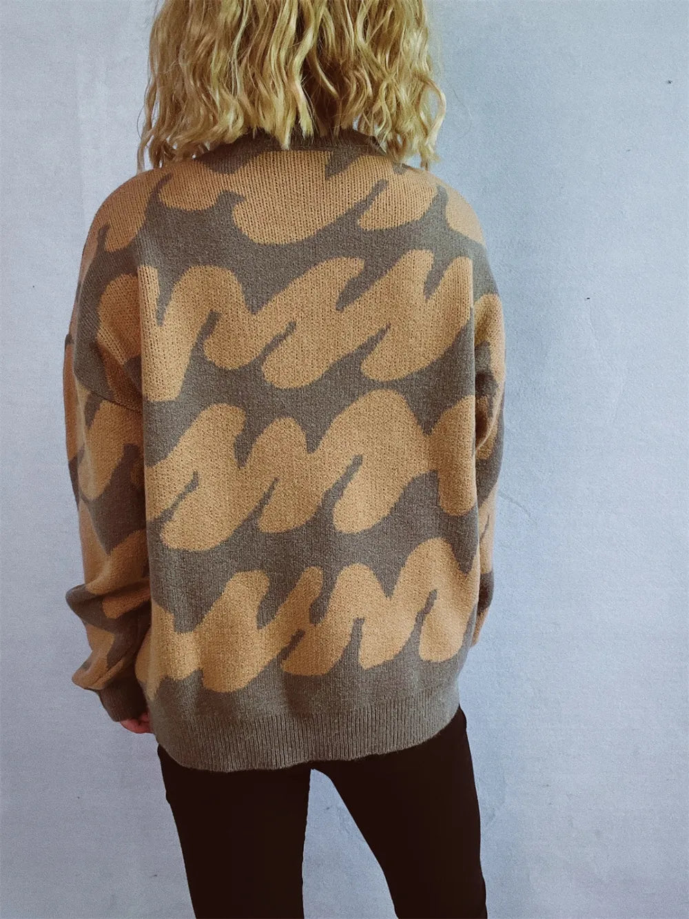Contrast Round Neck Long Sleeve Sweater - Korvel