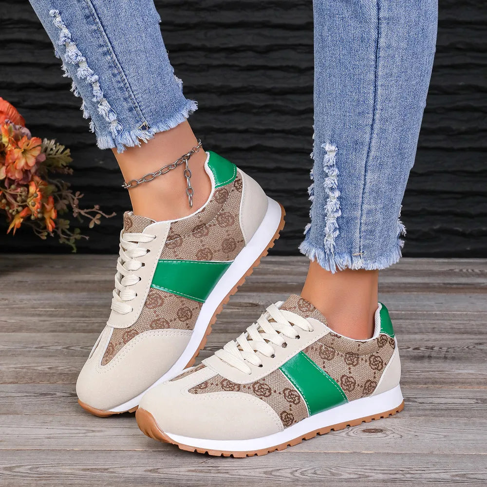 Contrast Round Toe Flat Sneakers - Korvel
