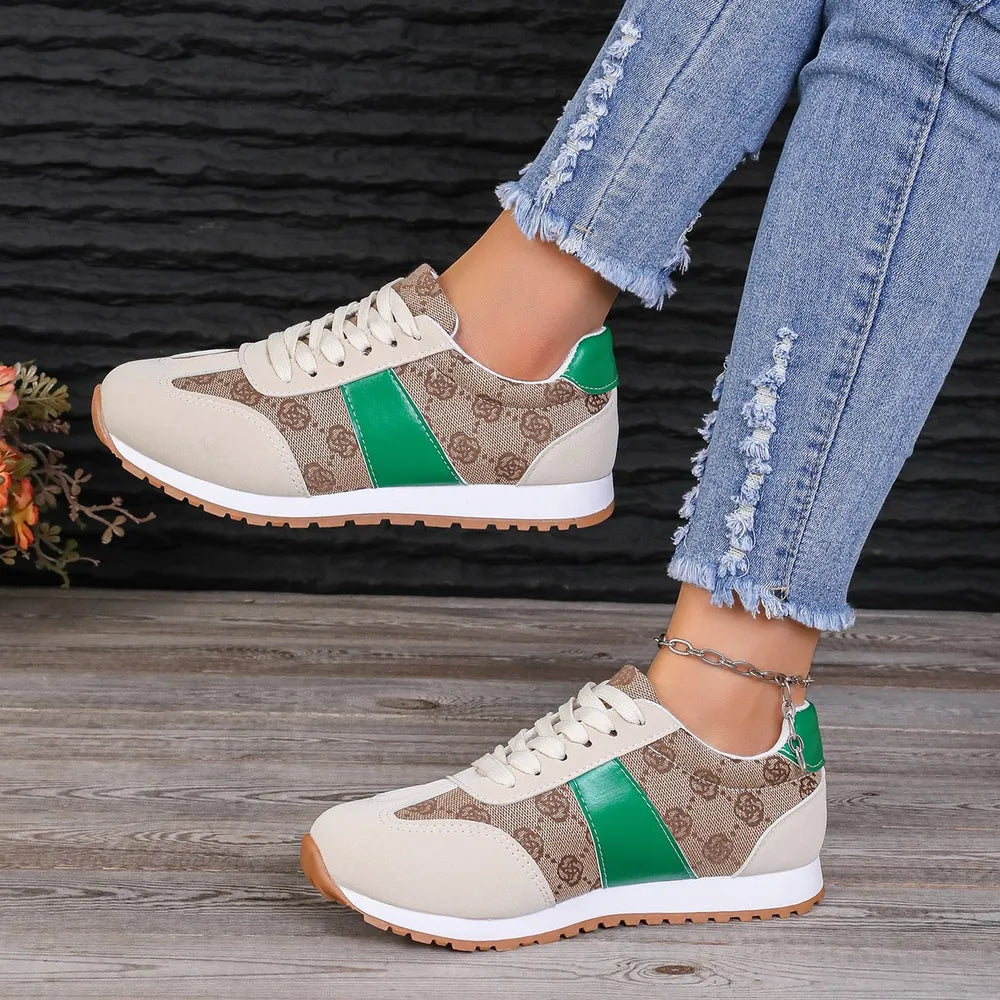Contrast Round Toe Flat Sneakers - Korvel