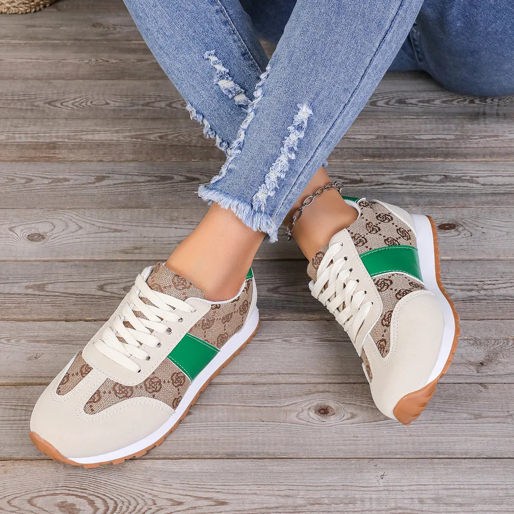 Contrast Round Toe Flat Sneakers - Korvel