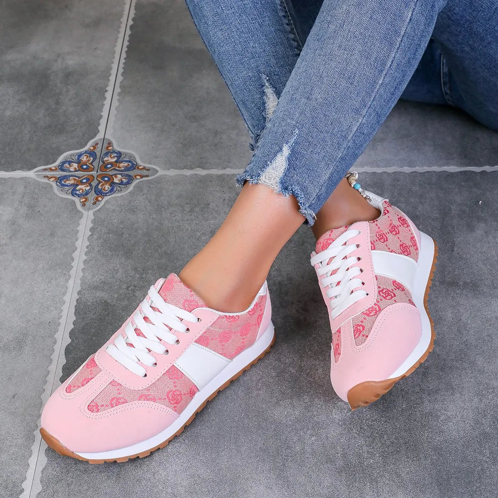 Contrast Round Toe Flat Sneakers - Korvel