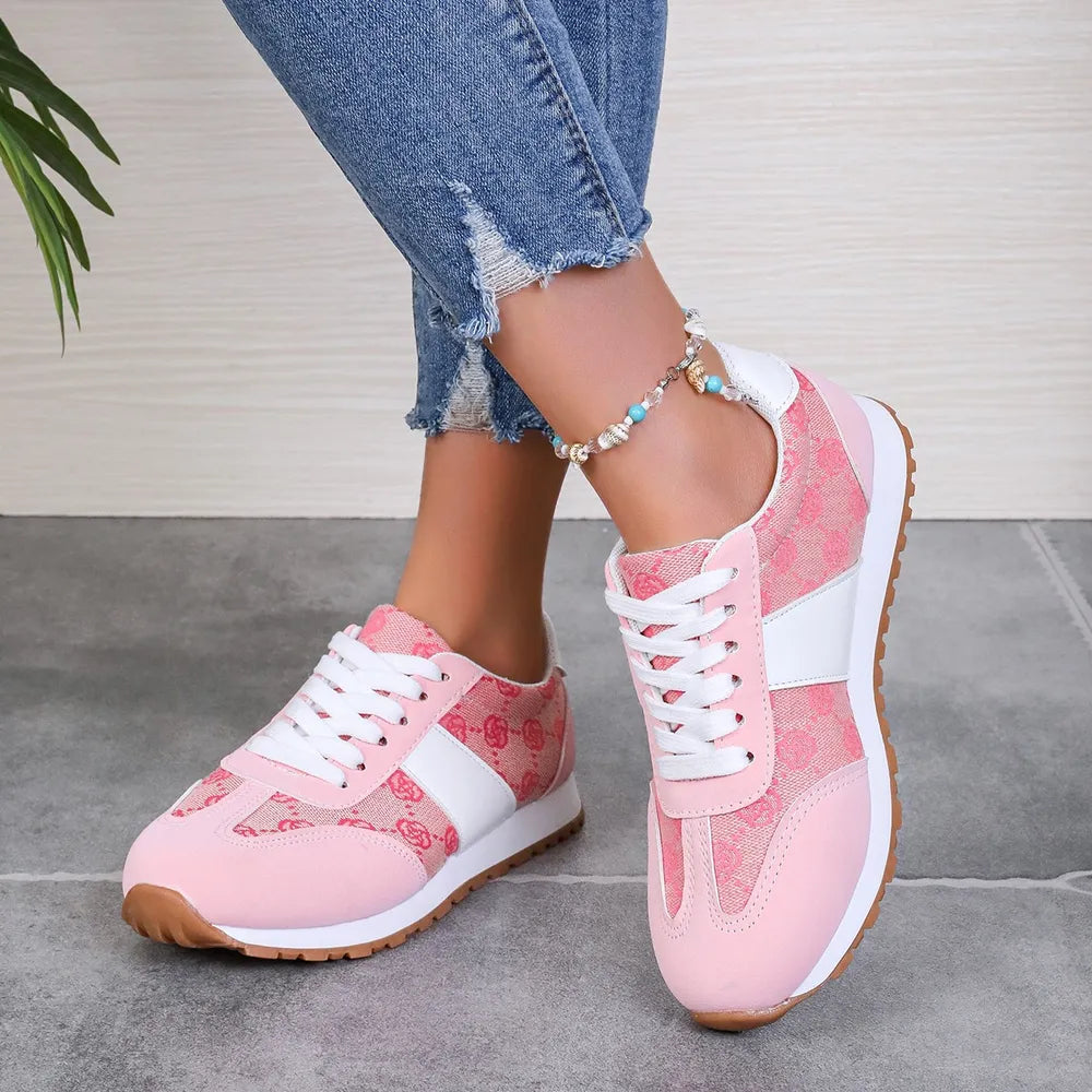Contrast Round Toe Flat Sneakers - Korvel
