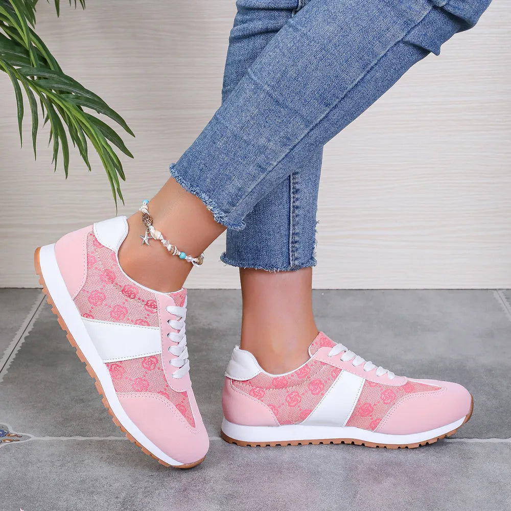 Contrast Round Toe Flat Sneakers - Korvel