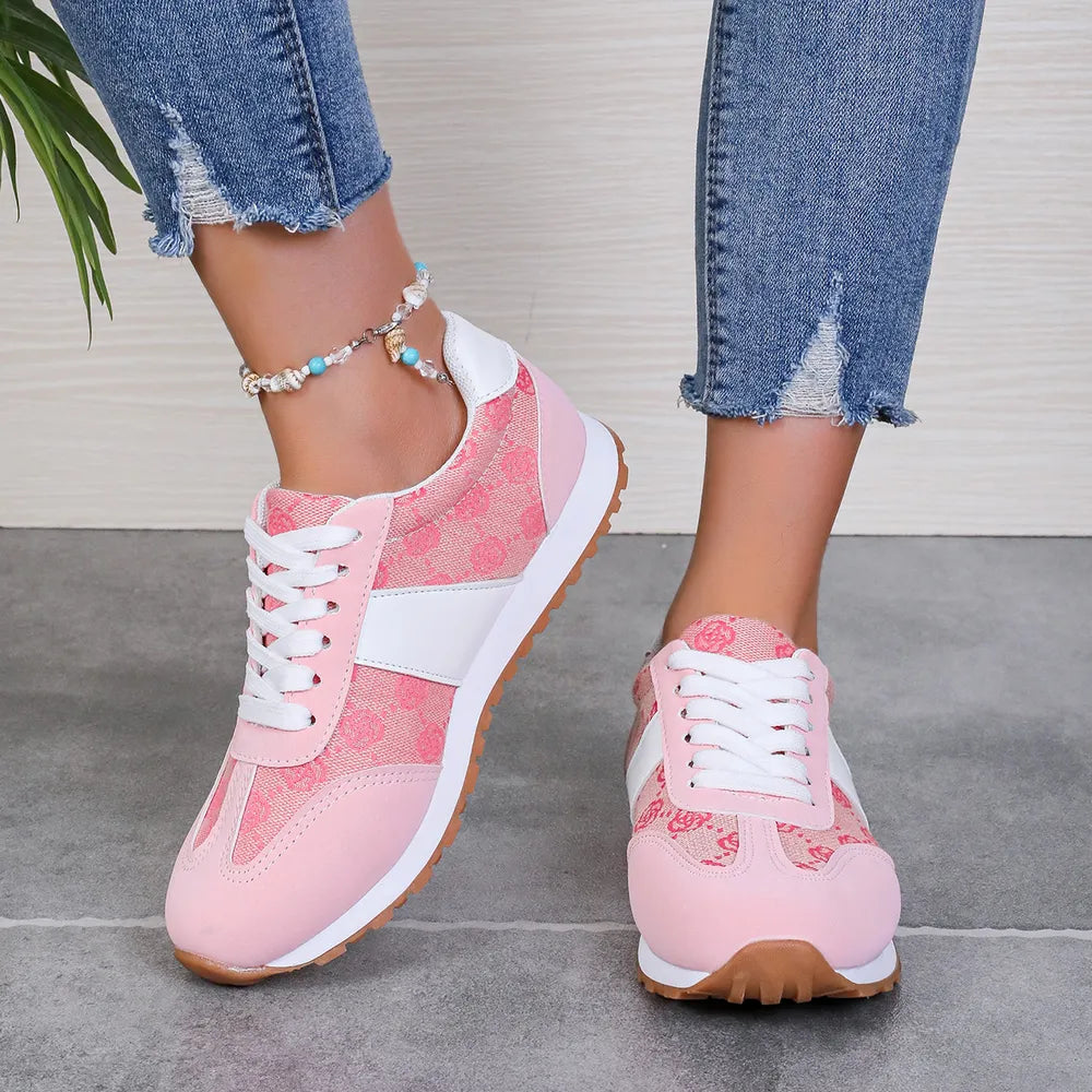 Contrast Round Toe Flat Sneakers - Korvel