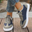 Contrast Round Toe Lace Up Sneakers - Korvel