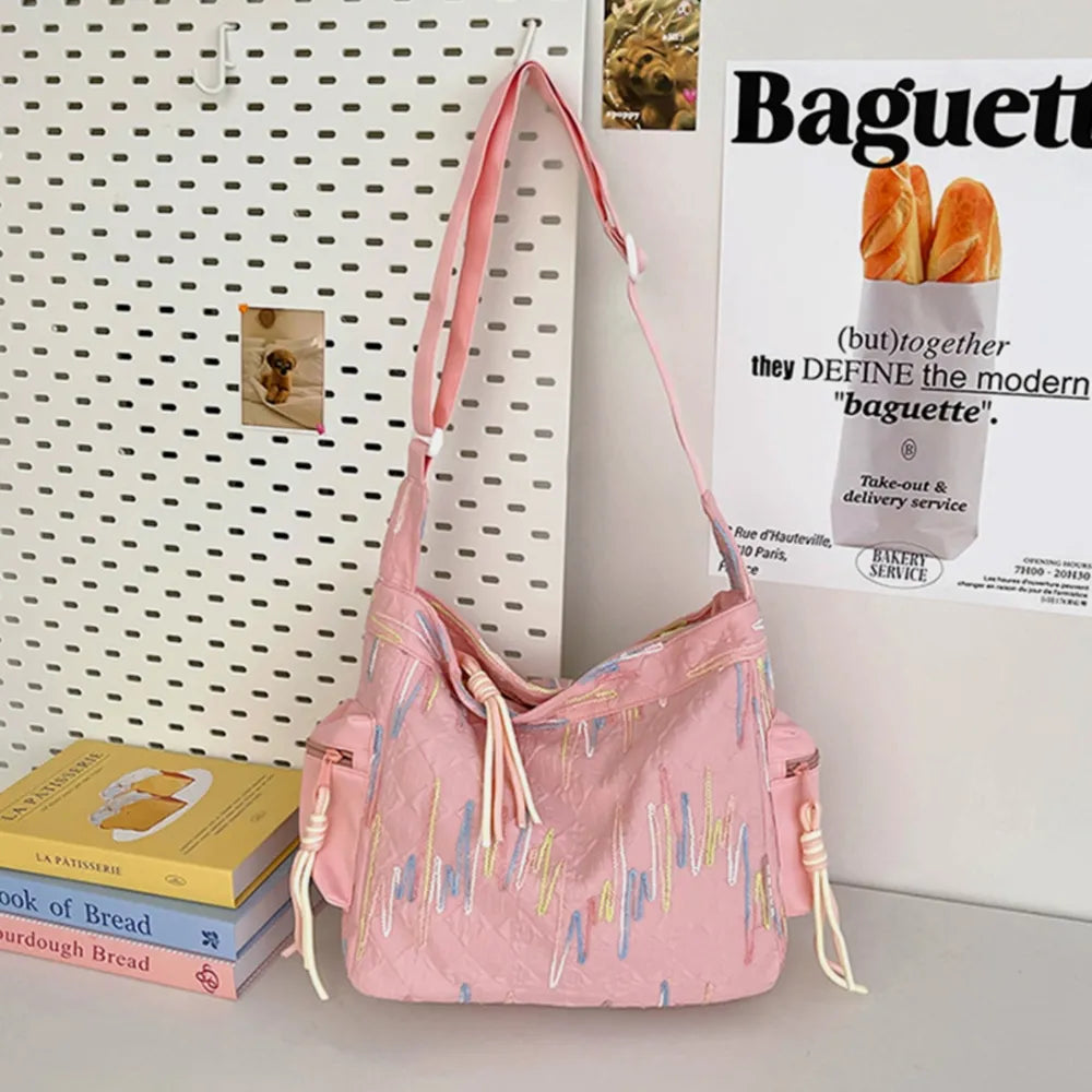 Contrast Texture Shoulder Bag - Korvel