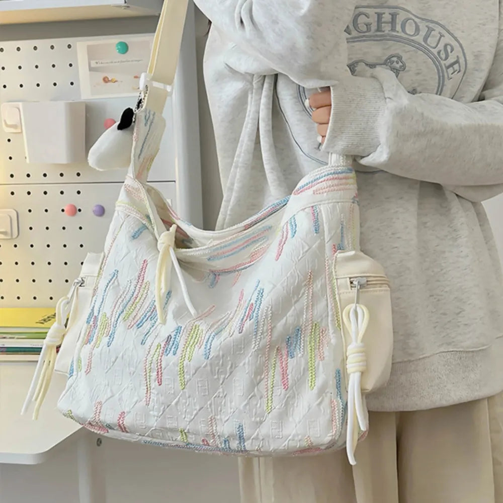 Contrast Texture Shoulder Bag - Korvel