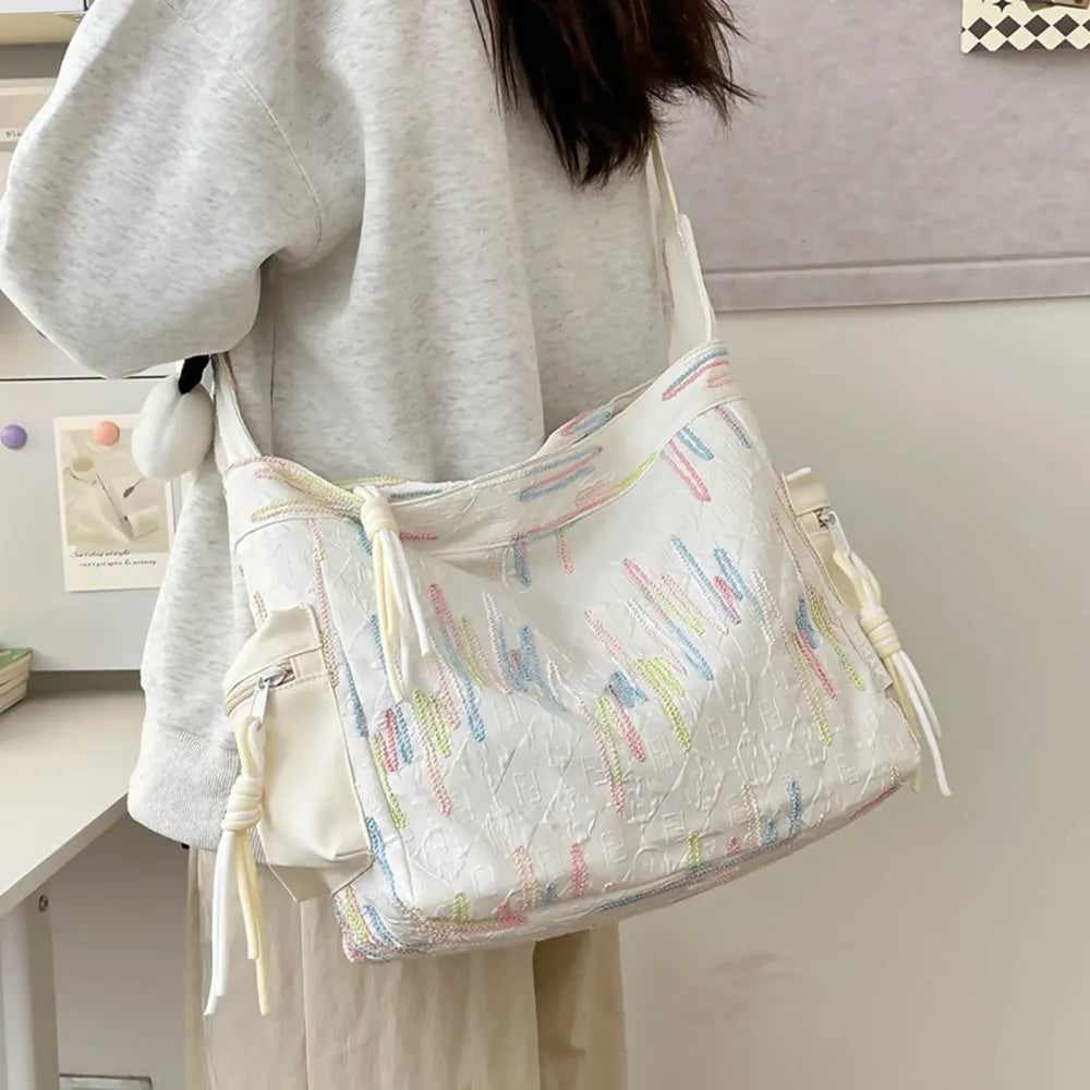 Contrast Texture Shoulder Bag - Korvel