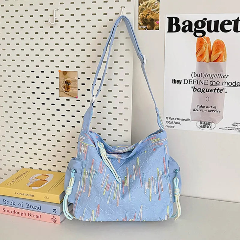 Contrast Texture Shoulder Bag - Korvel