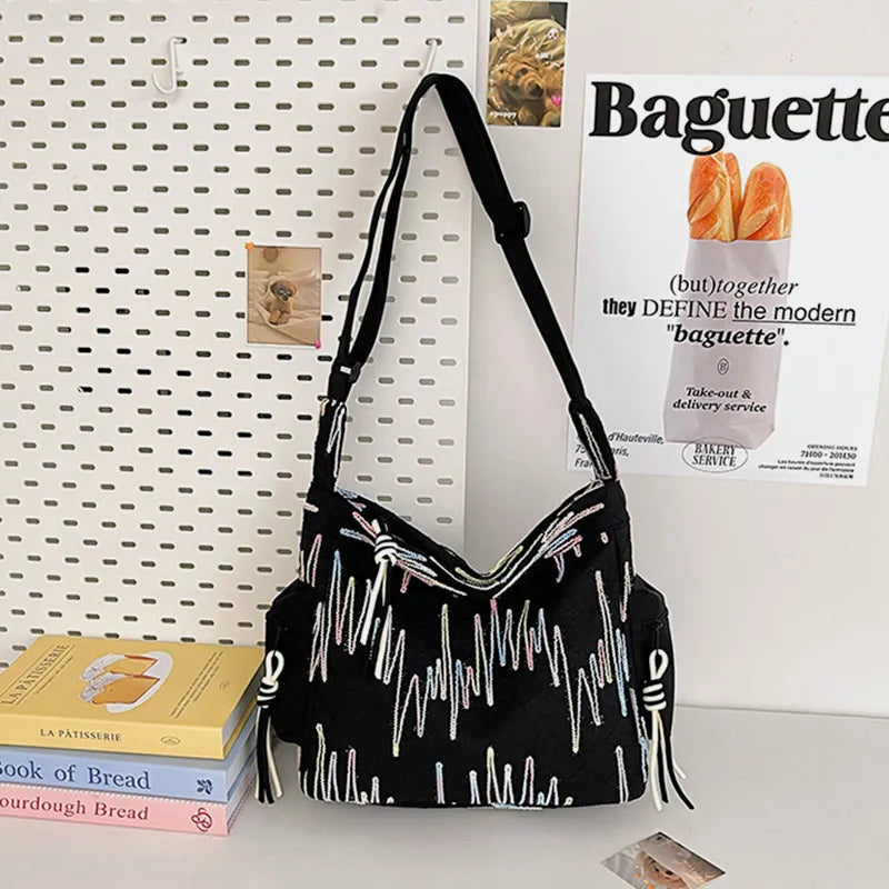 Contrast Texture Shoulder Bag - Korvel
