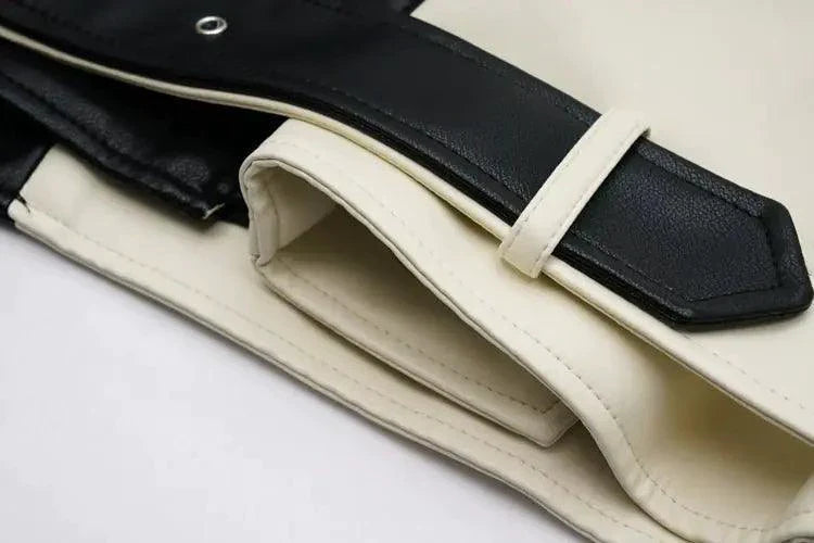 Chaqueta de Cuero Vegano Contrastante