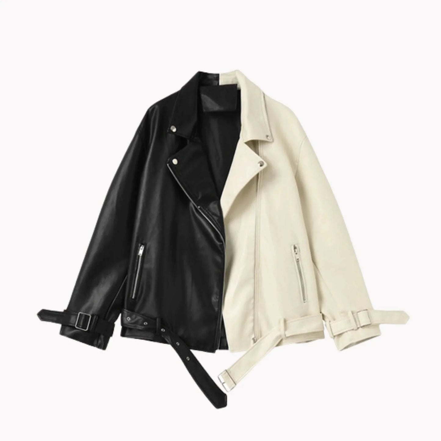 Chaqueta de Cuero Vegano Contrastante